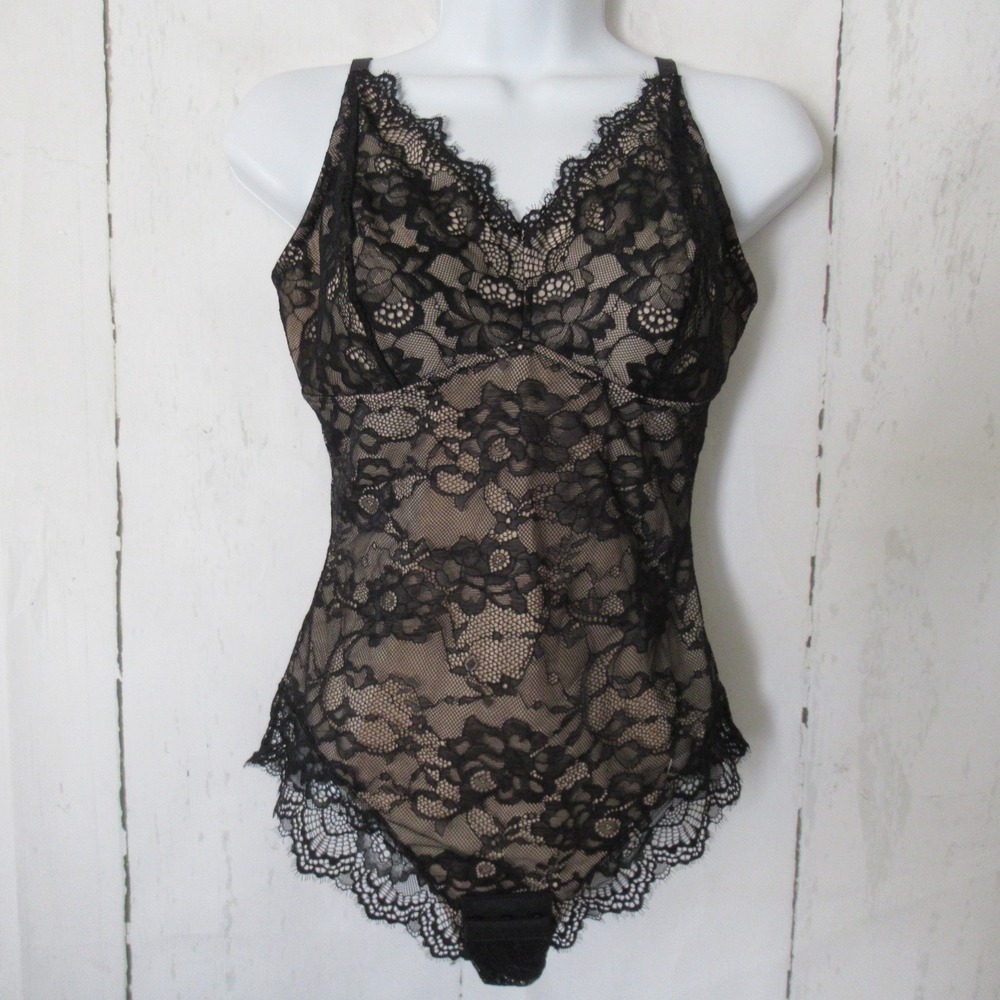 Shapellx Bodysuit S Black Lace Airslim Shapewear Slimming NEW